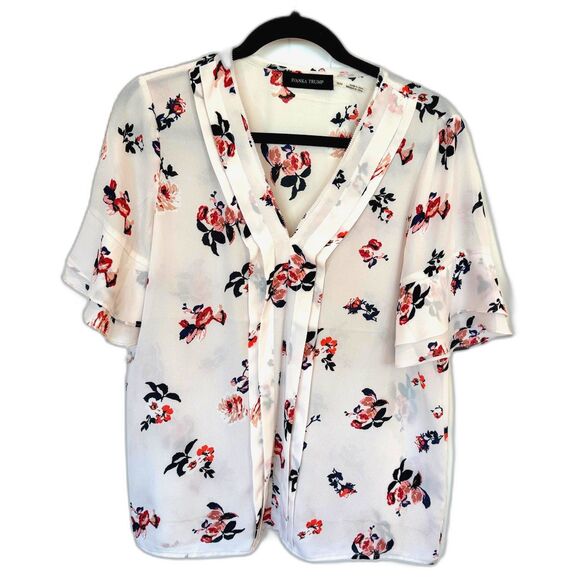 Ivanka Trump Tops - Ivanka Trump Floral Sheer Short Sleeve Blouse - Women's Medium